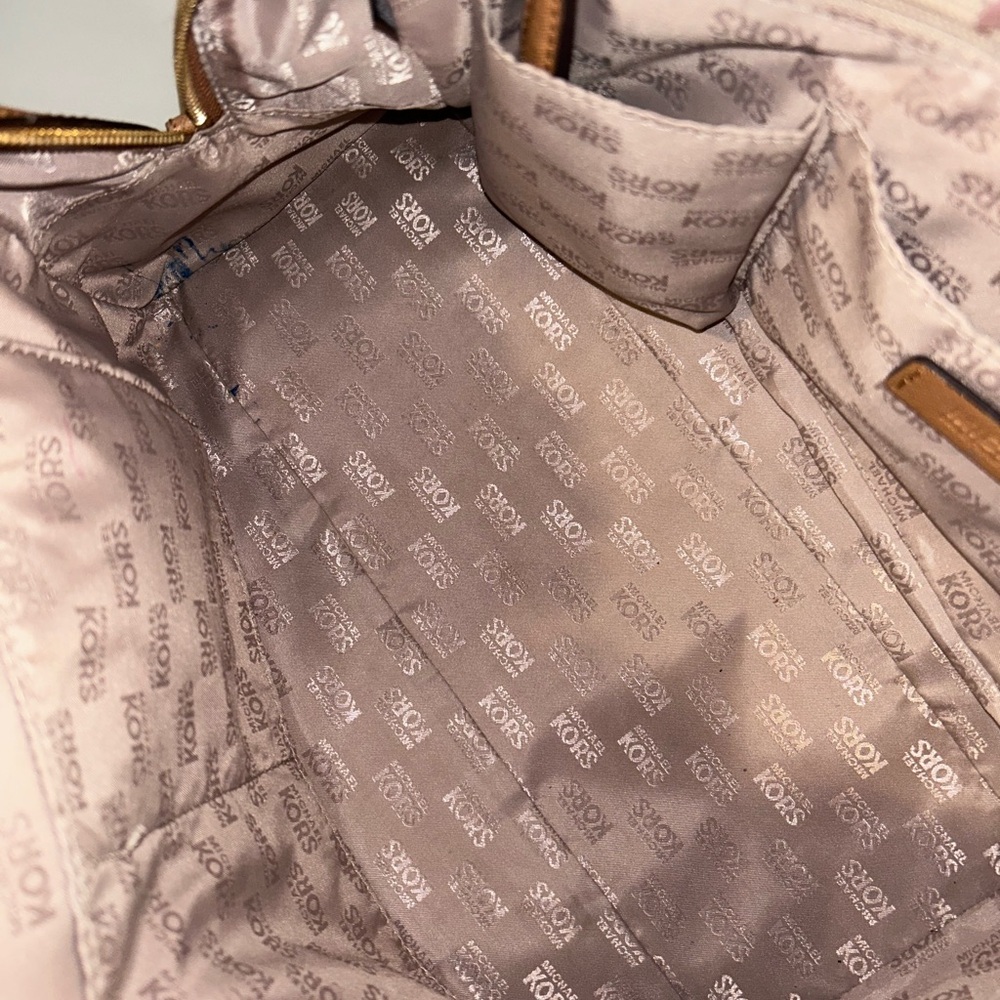 Michael Kors Brown and Tan Studded Satchel - Picture 2 of 2